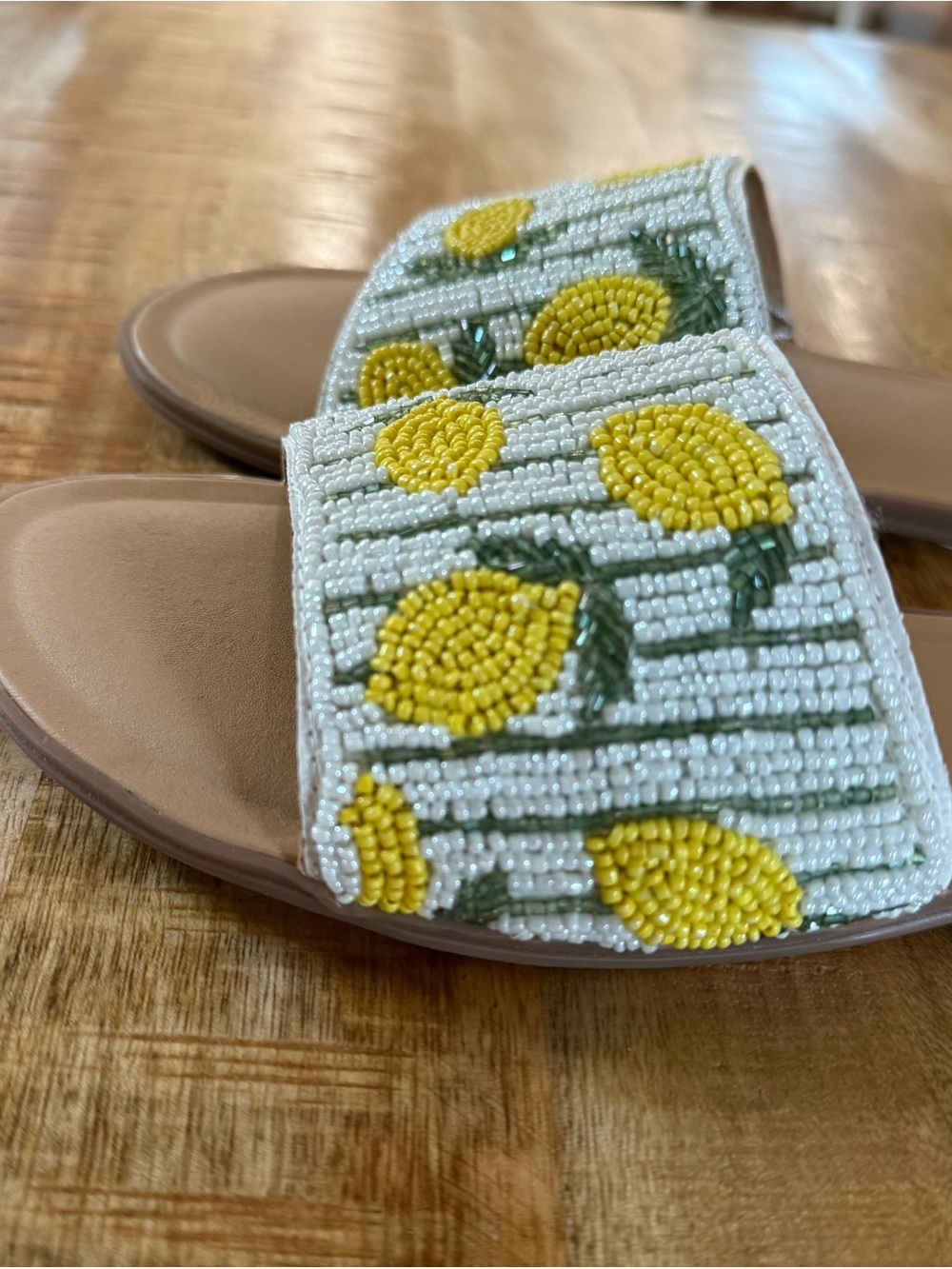Haute Hippie Style Lemon Beaded Slides NWT | Viral Euro Summer Sandals Size 8 - Picture 5 of 12